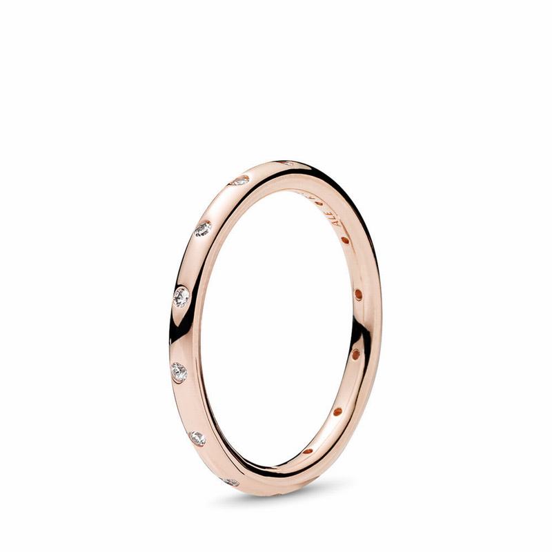 Pandora Simple Sparkling Band Stackable Ring Ireland - Pandora Rose/Cubic Zirconia - 694183GAV